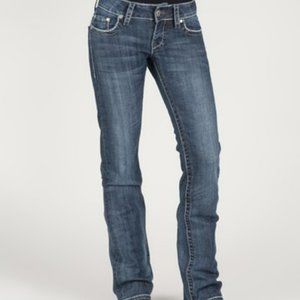 Stetson Blue Pieced Arrow-Accent Straight-Leg Jeans - Size 20 XXLong - NWT